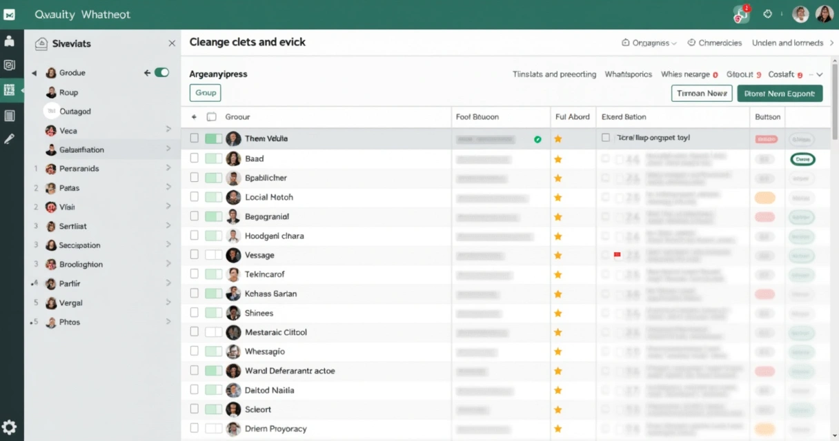 Pantalla que muestra grupos segmentados de contactos en WhatsApp 