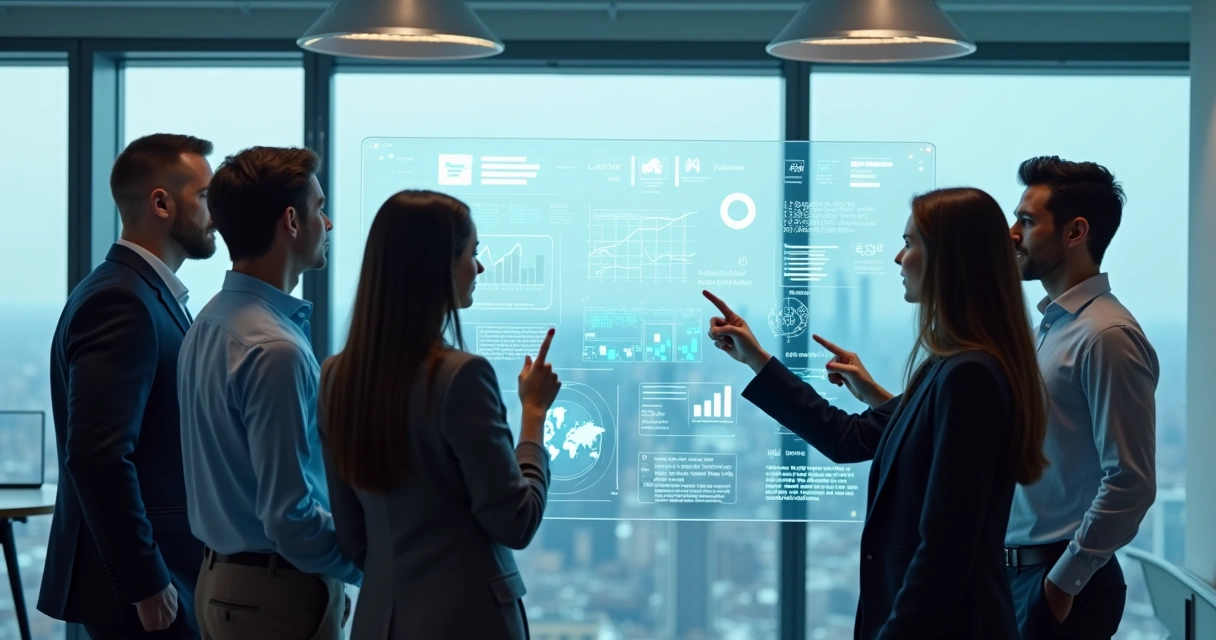 People collaborating on organizational change in a modern workspace