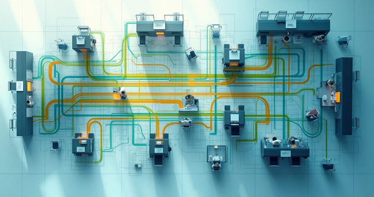 Diagram showing interconnected workplace teams and repeating patterns