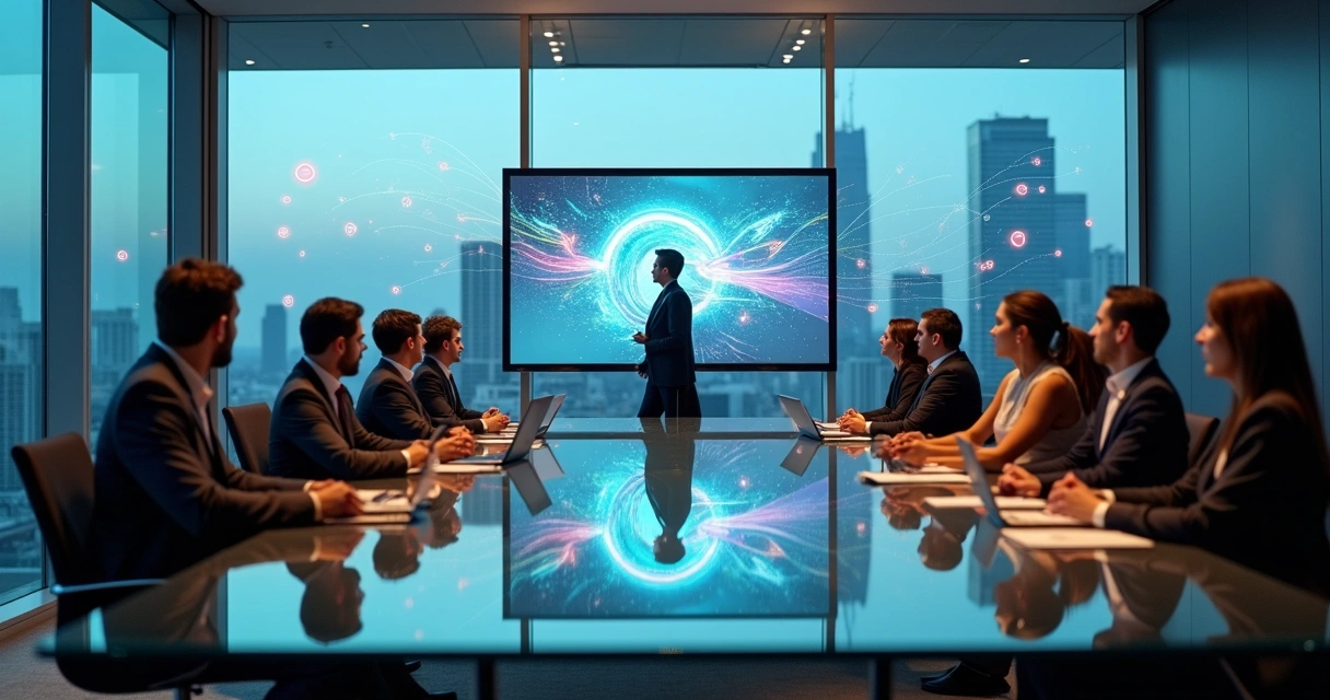 Executives in a meeting room split between embracing and resisting organizational change 