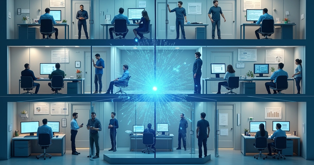 Office floors separated by silos and weak information links 