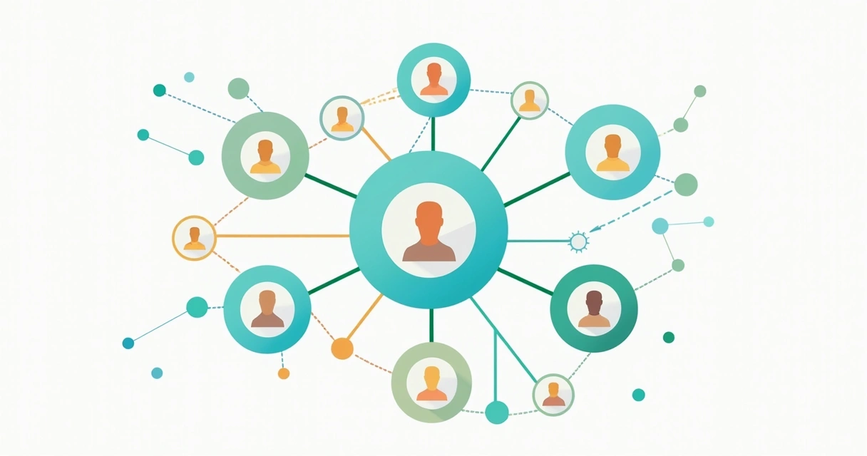 Diagram showing interconnected teams and stakeholders in a business ecosystem 