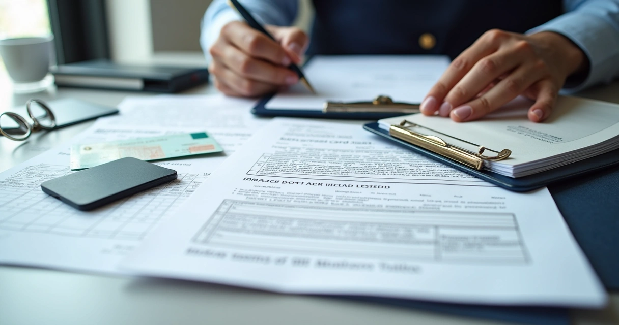 Organized immigration file with passport green card and tax records 