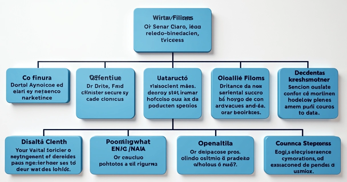 Representação gráfica detalhada de um organograma de agência de marketing com cargos e hierarquias 