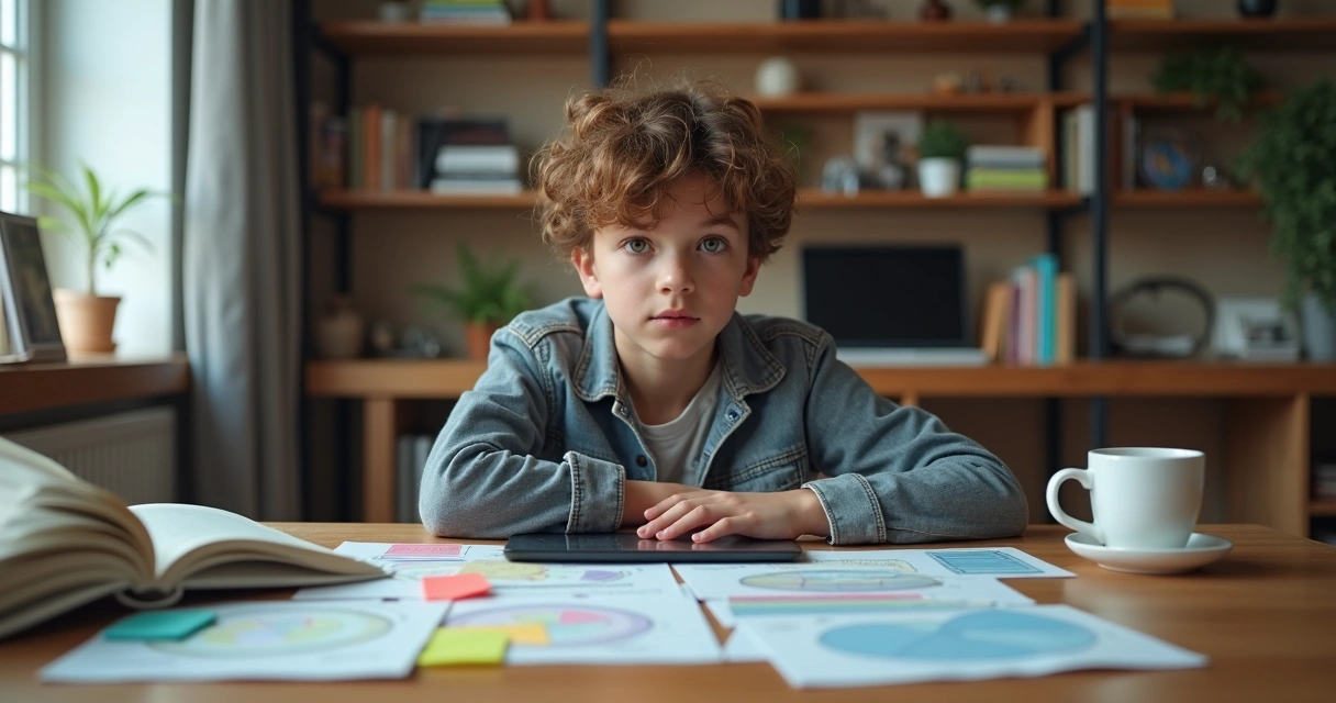 Jovem refletindo sobre profissões com livros abertos