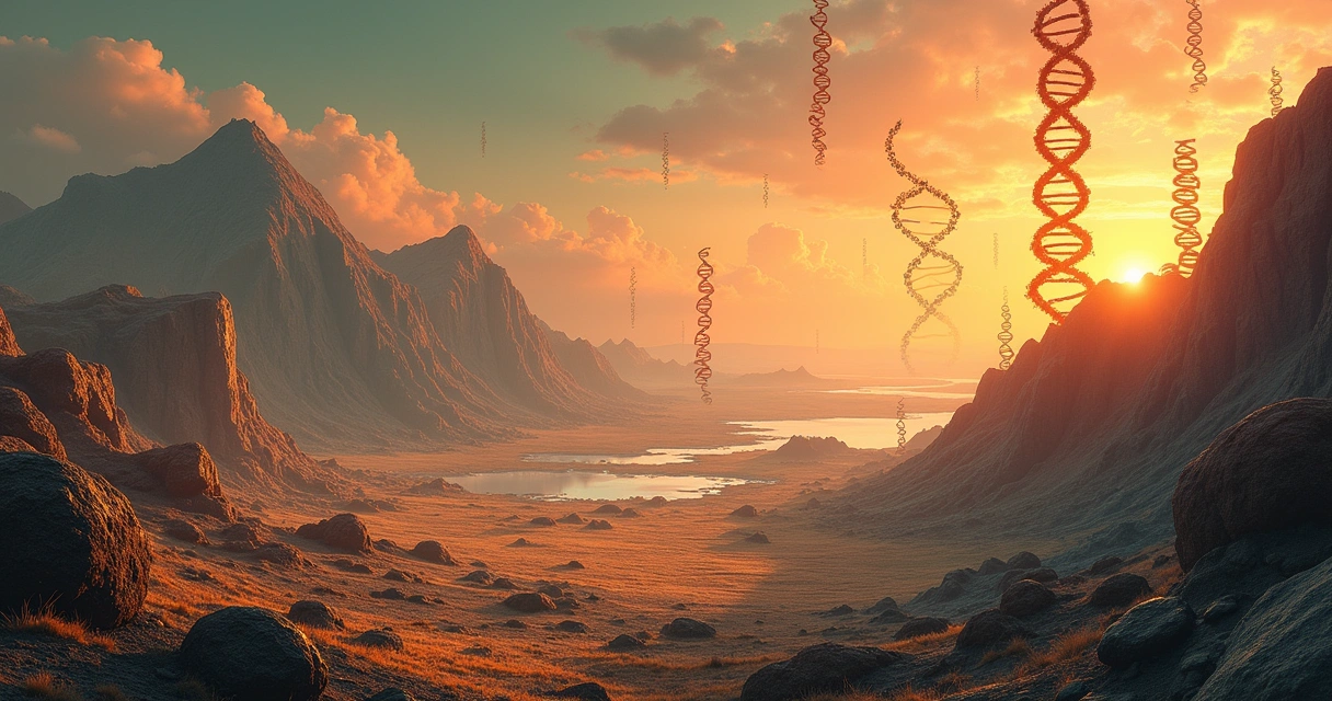 Representação artística de moléculas de RNA se formando 