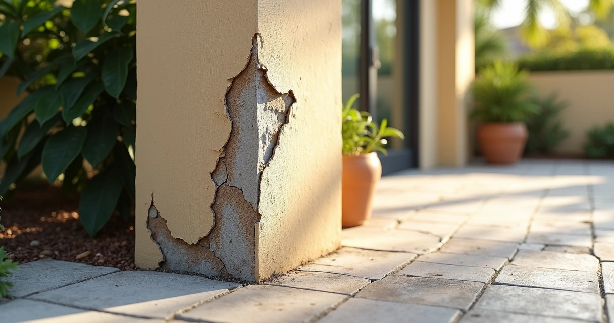 Stucco cracking and detaching from patio corner in Orlando