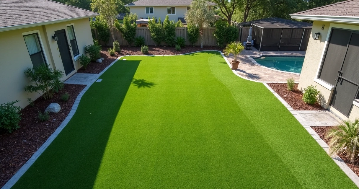Orlando yard overhead showing turf drainage patterns 