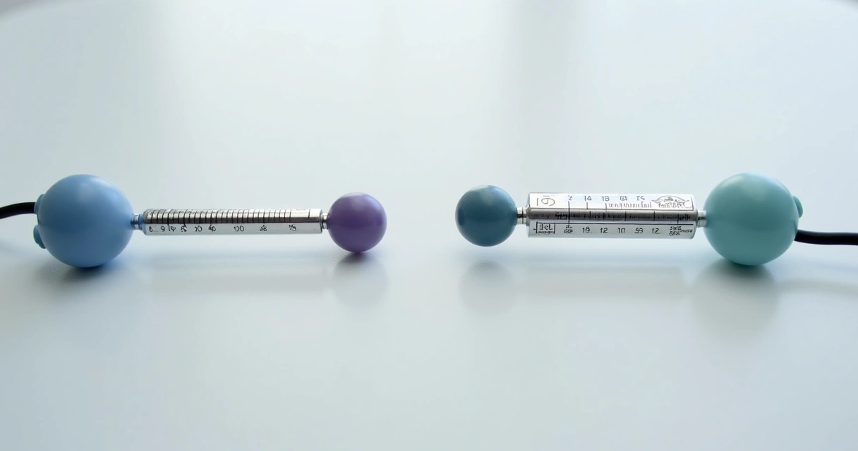 Comparação lado a lado de um orquidômetro nacional e um importado, ambos apoiados em uma superfície branca, com detalhes destacados. 