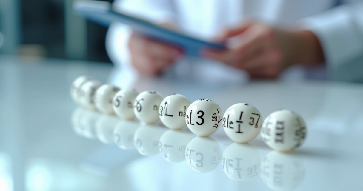 Orquidômetro médico com bolas de vários tamanhos formando um colar 