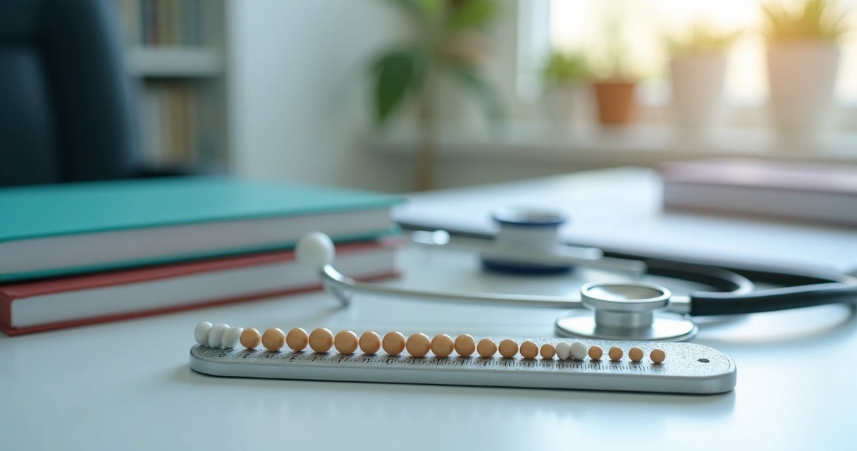 Orquidômetro de Prader sobre uma mesa de consultório