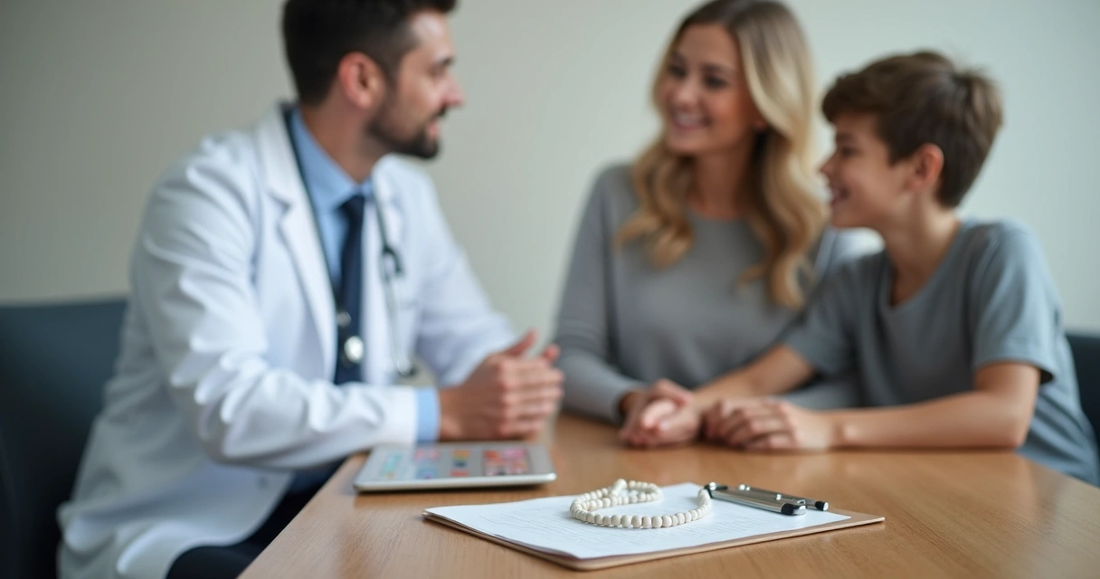 Orquidômetro sobre a mesa ao lado de profissionais durante consulta
