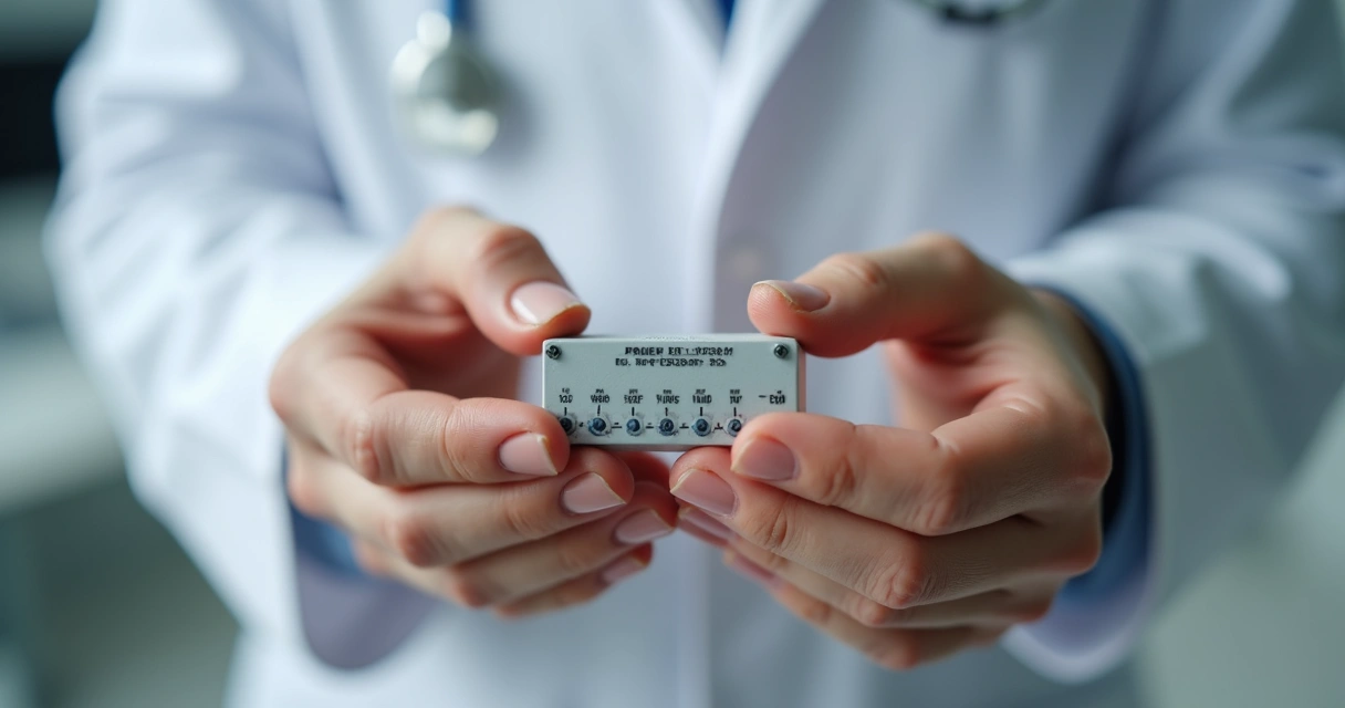 Orquidômetro de Prader nas mãos de médico