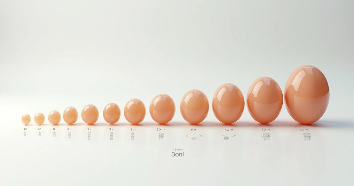 Sequência de contas ovais do orquidômetro de Prader alinhadas 