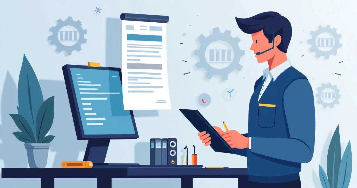 Técnico preenchendo ordem de serviço digital em tablet na bancada de manutenção