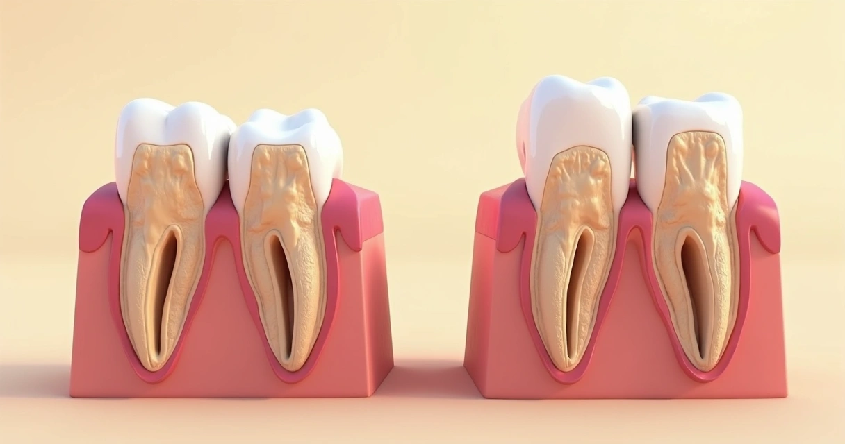 Comparação de arcadas dentárias com e sem reabsorção óssea