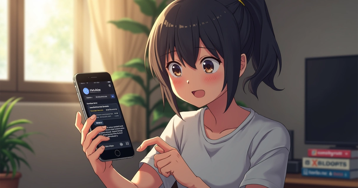 Pessoa lendo notificação da Crunchyroll no celular enquanto segura mangá 