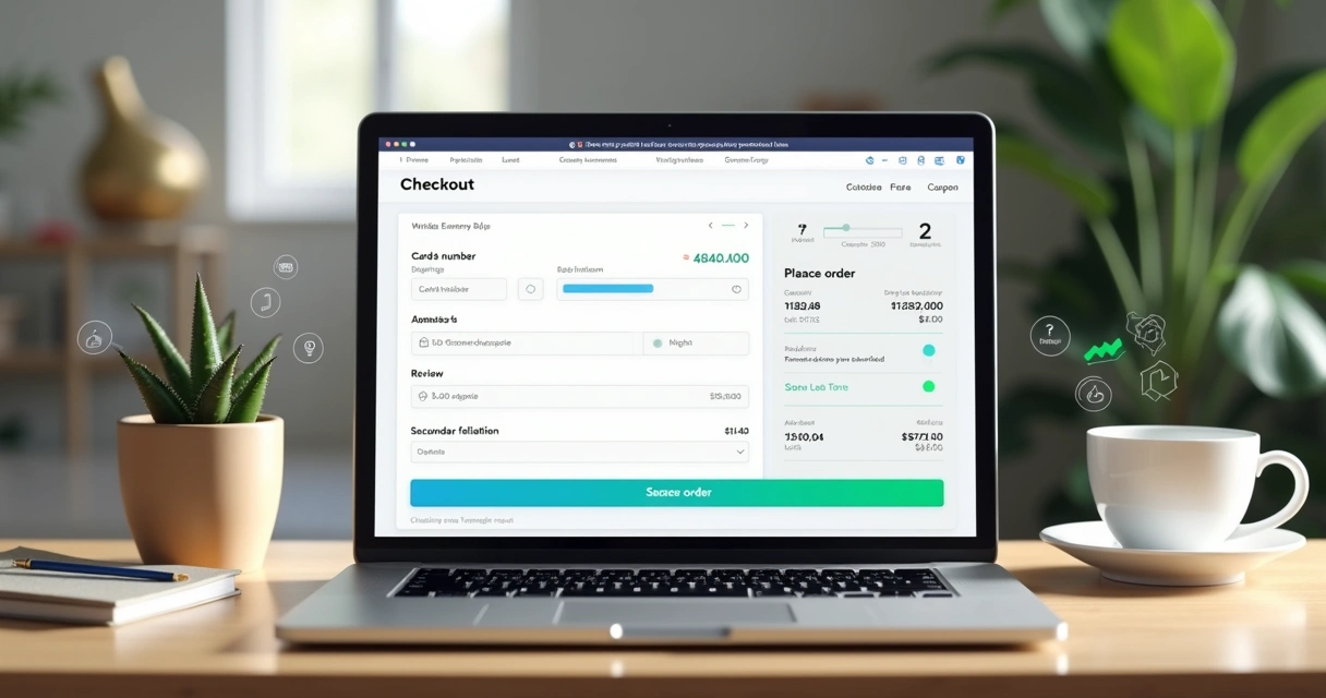 Tela de checkout digital com foco em detalhes de usabilidade e conversão 