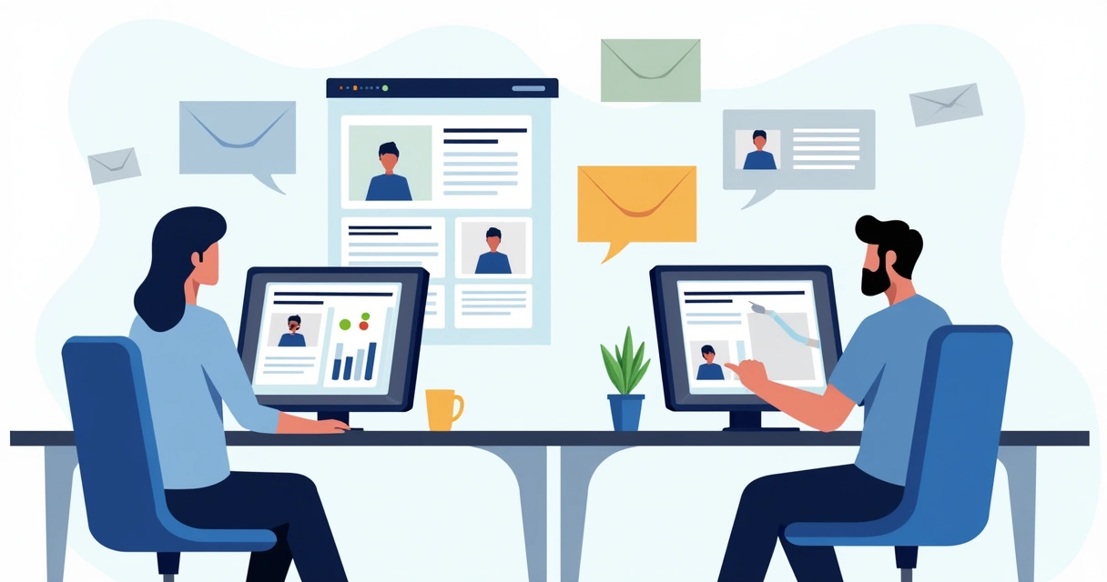 Equipe analisando cobrança otimizada com IA em monitores 