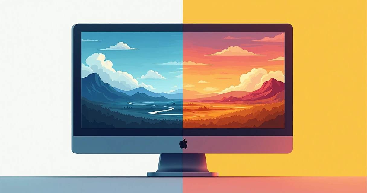 Comparativo visual de imagens otimizadas e não otimizadas em uma tela de computador 