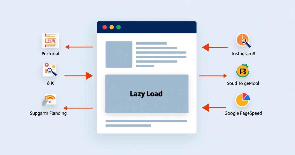Diagrama visual mostrando lazy load de feed Instagram no WordPress 