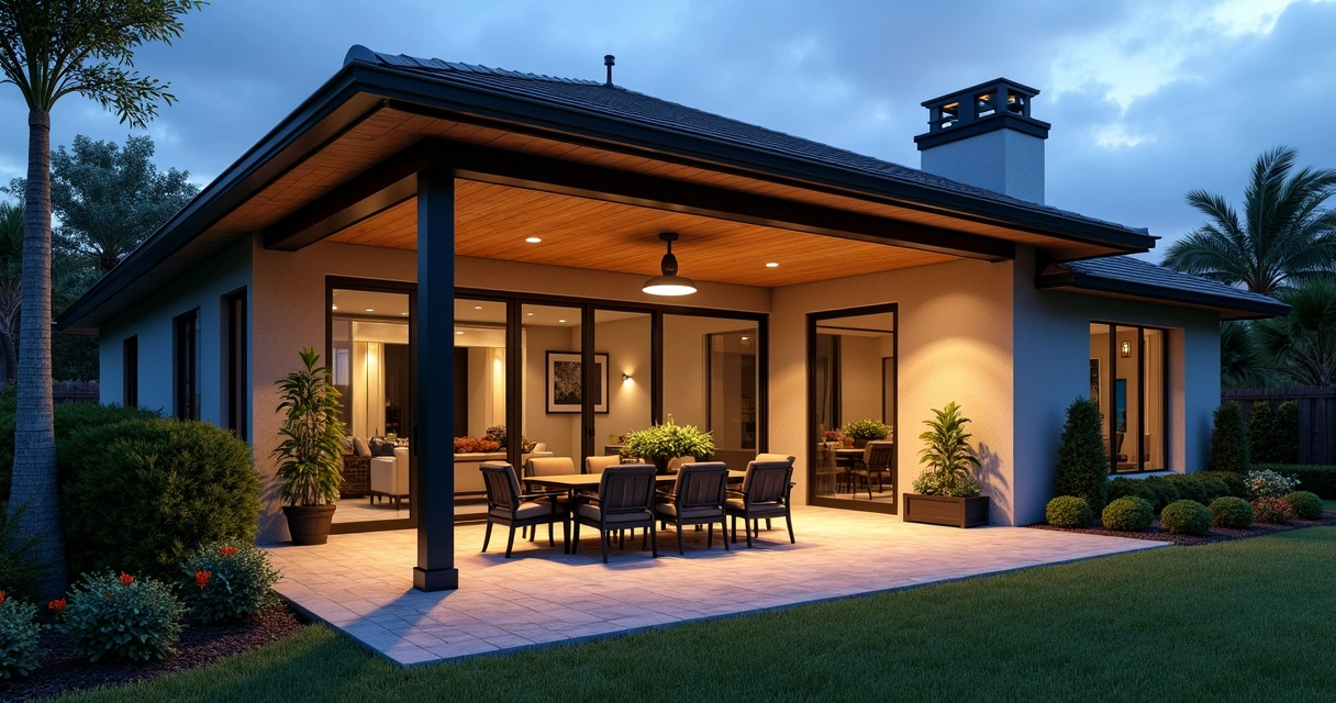 Modern outdoor enclosure with discreet lighting