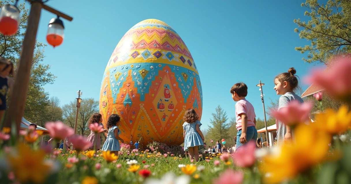 Maior ovo de Páscoa decorado do mundo na Osterfest de Pomerode 