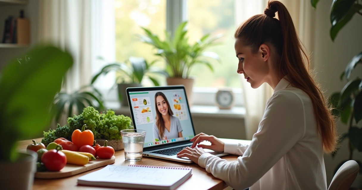 Paciente recebendo orientações nutricionais em consulta online 
