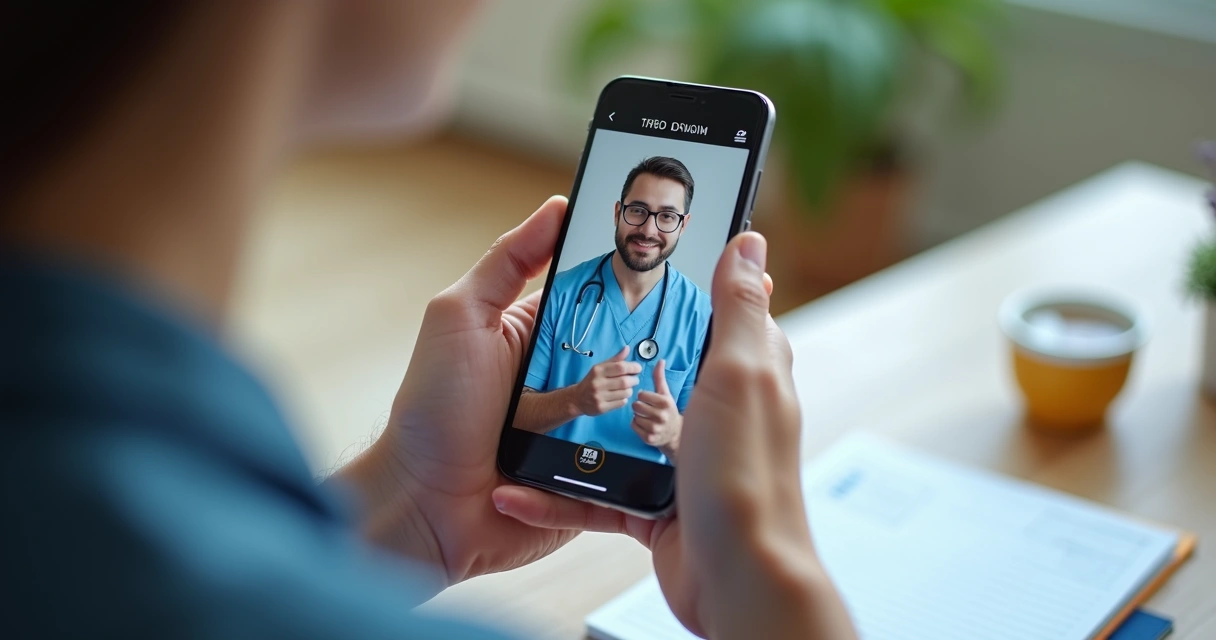 Paciente usando celular em teleconsulta com sinal 5G 