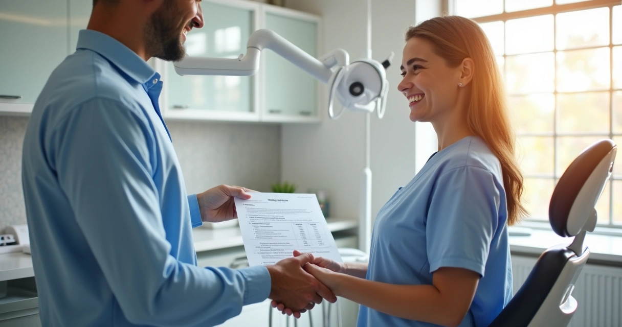 Paciente sorridente fechando tratamento odontológico 