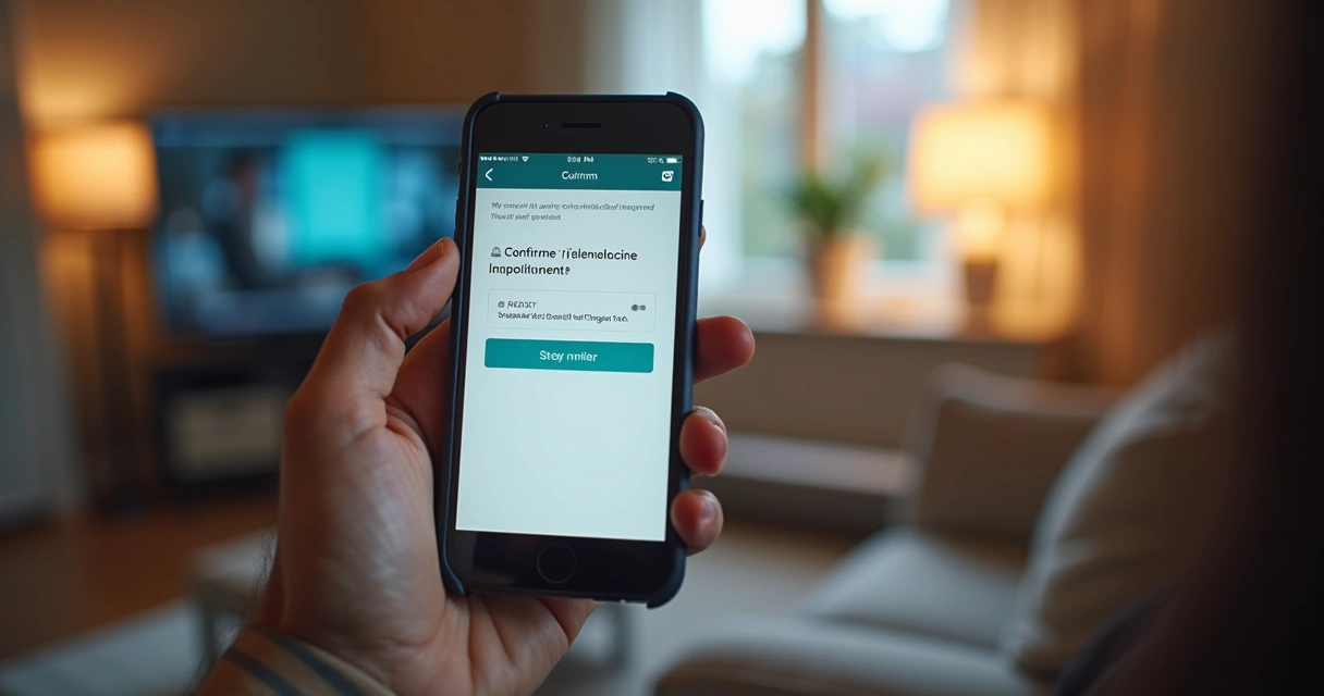 Paciente analisando e confirmando consulta médica online.