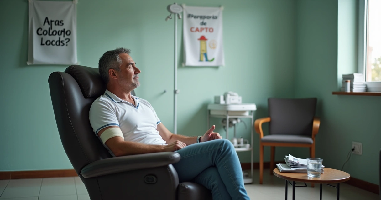 Pessoa descansando em uma sala confortável após terapia intravenosa 