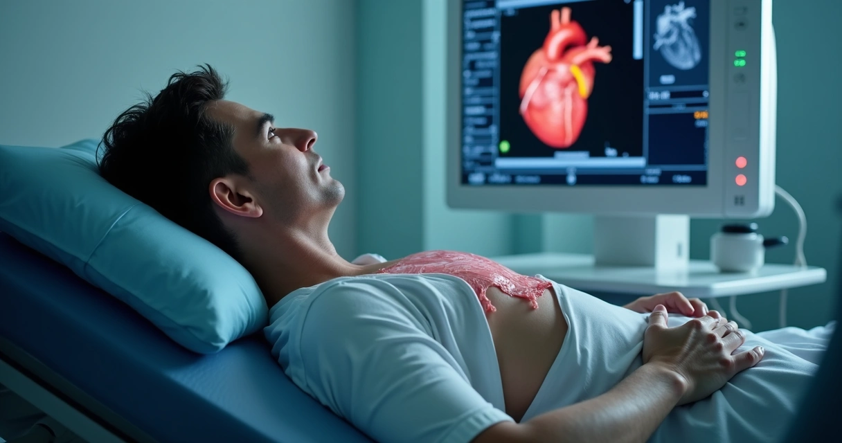 Paciente realizando ecocardiograma com estresse cardíaco