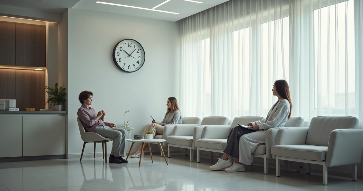 Paciente aguardando atendimento em sala de espera 