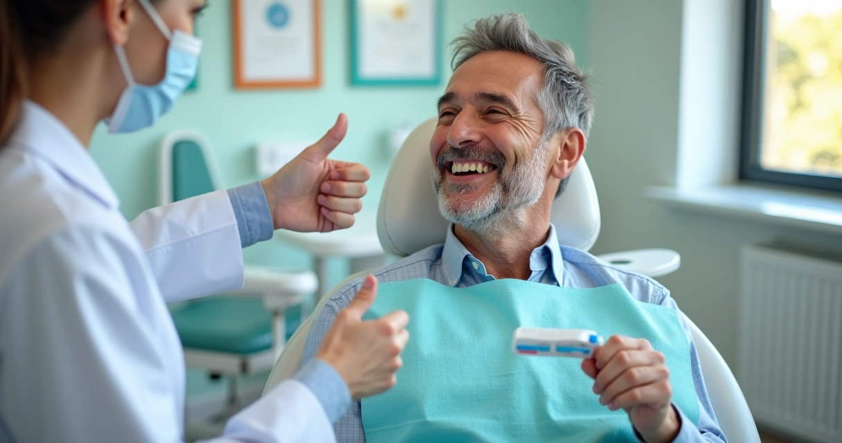 Paciente feliz após atendimento odontológico 