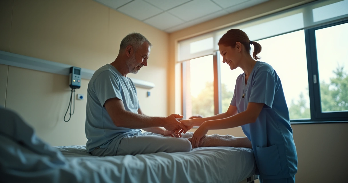 Paciente em reabilitação com fisioterapeuta após lesão medular 