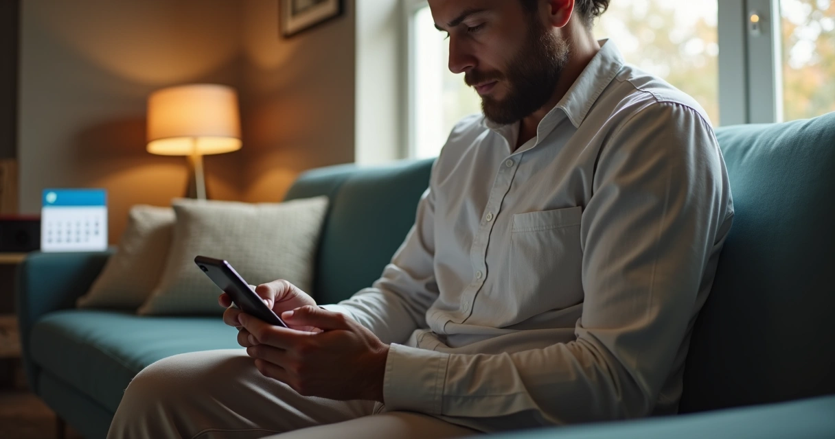 Paciente olhando mensagem de confirmação de consulta no WhatsApp