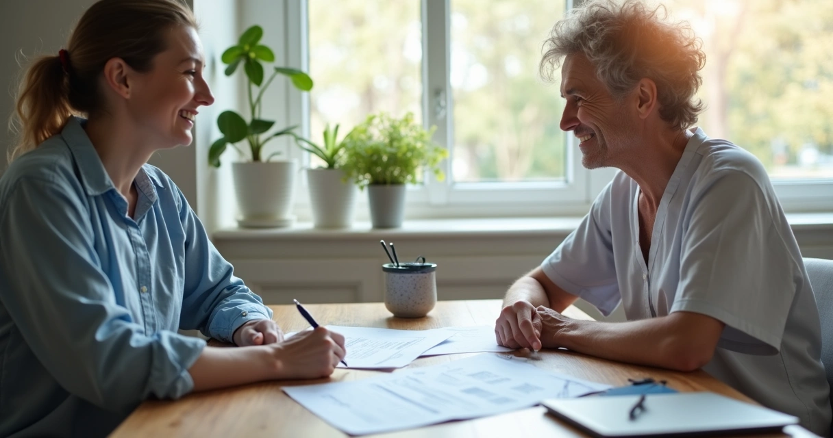 Paciente em tratamento oncológico conversa com advogado especializado em saúde 