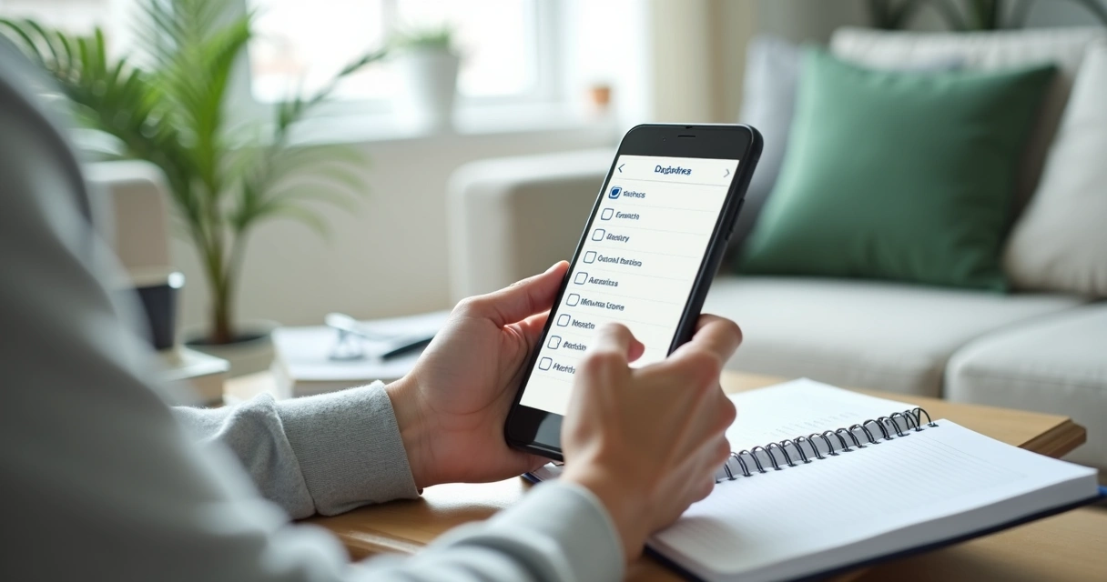 Paciente preenchendo formulário de saúde no celular