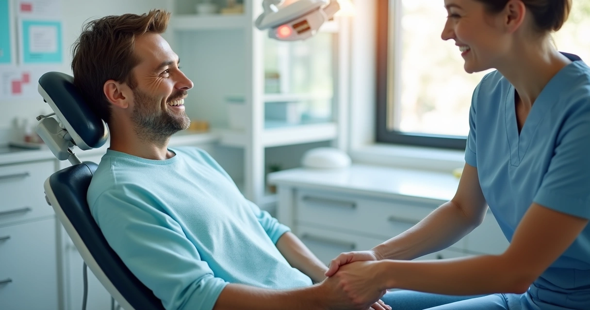 Paciente satisfeito após tratamento odontológico 