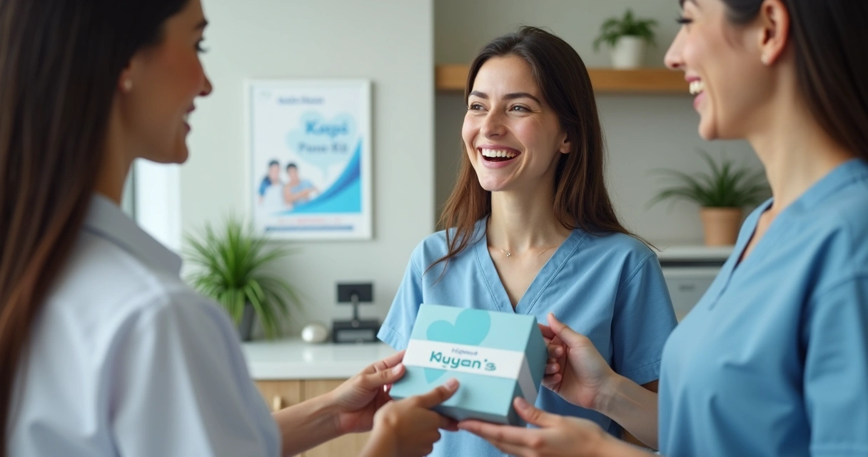 Paciente sorridente recebe prêmio em clínica odontológica 