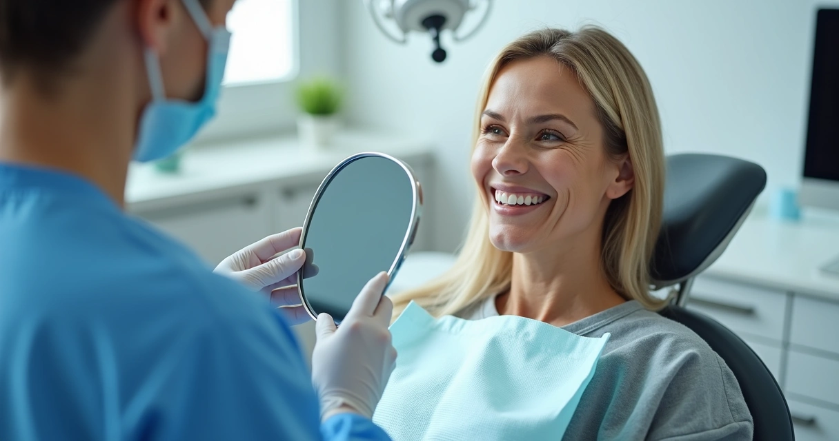 Paciente sorrindo mostrando dentes com lentes de contato dental