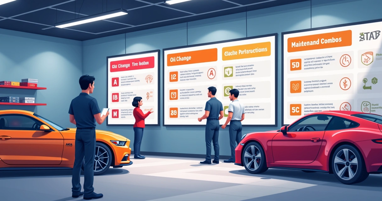 Painel de serviços de oficina mostrando combos e pacotes automotivos 