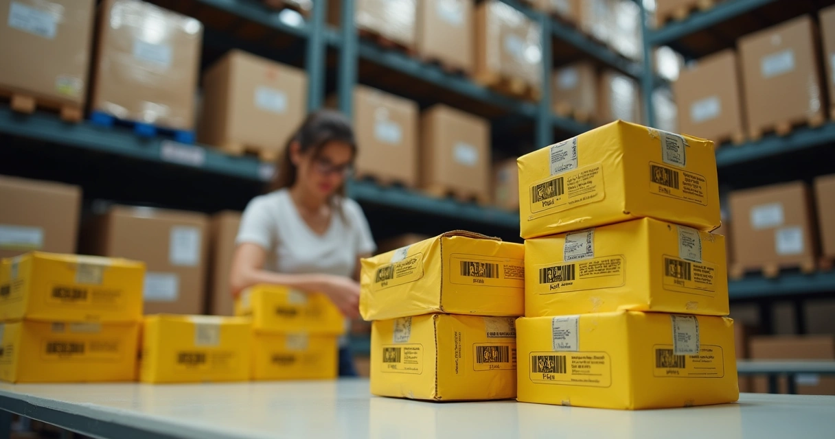 Pacotes prontos para envio serviço Full com etiqueta Mercado Livre 