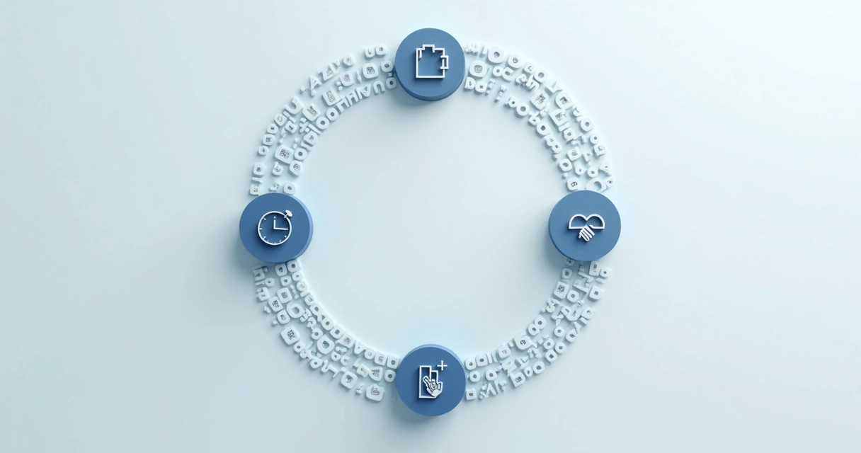 Desenho de padrão circular com ícones de comportamentos repetitivos 