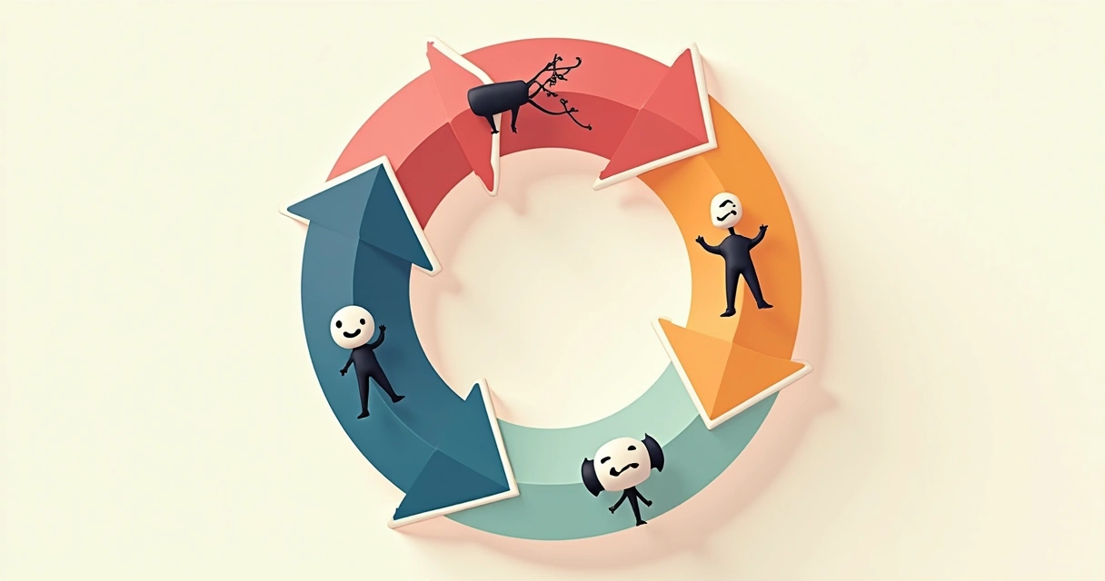 Ciclo ilustrativo de padrões emocionais repetidos