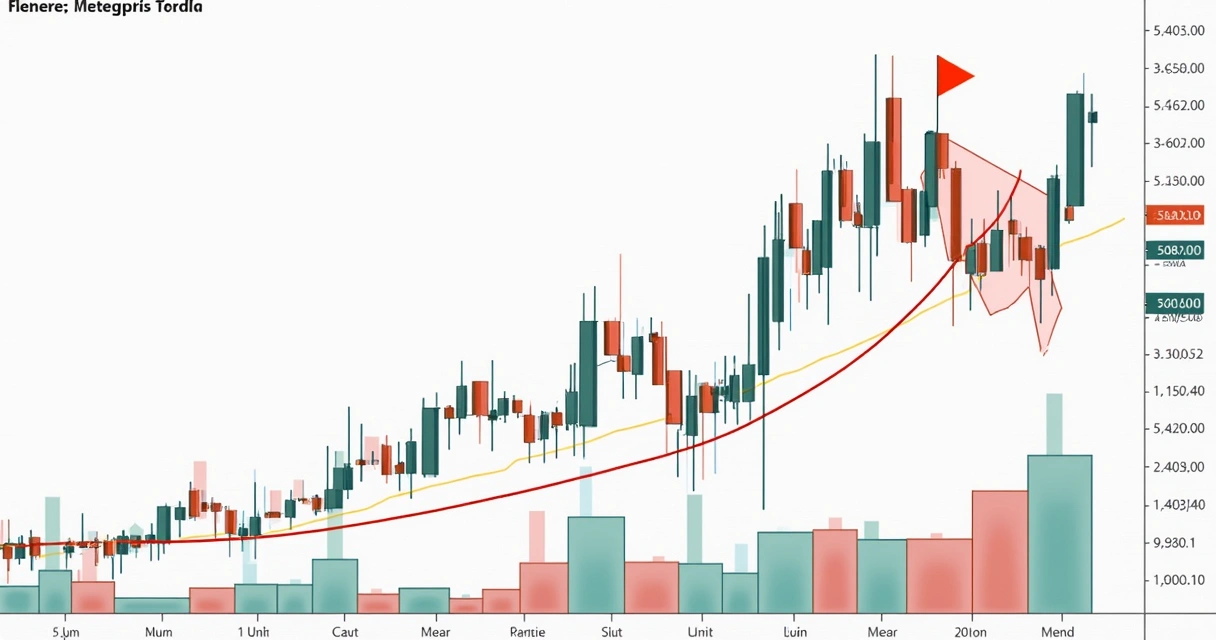 Formações de bandeira e flâmula em gráfico financeiro 