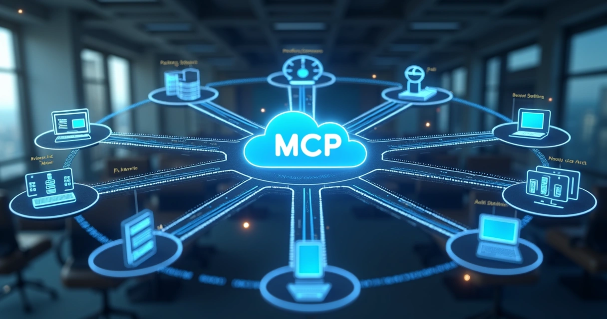 Fluxo de integração entre IA e sistemas via protocolo MCP 