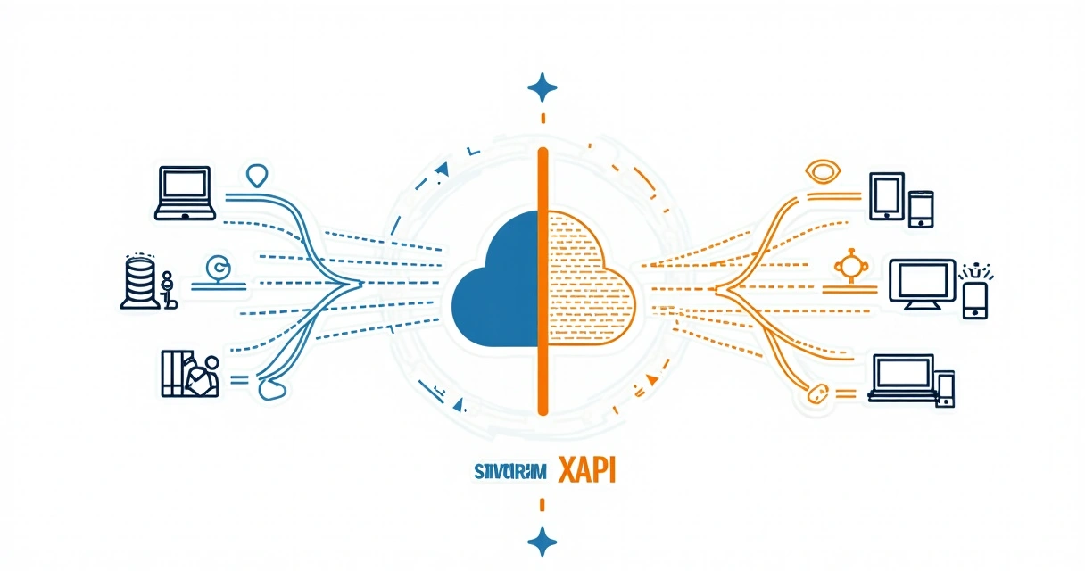 Comparação visual SCORM e xAPI em fluxogramas simples em tela