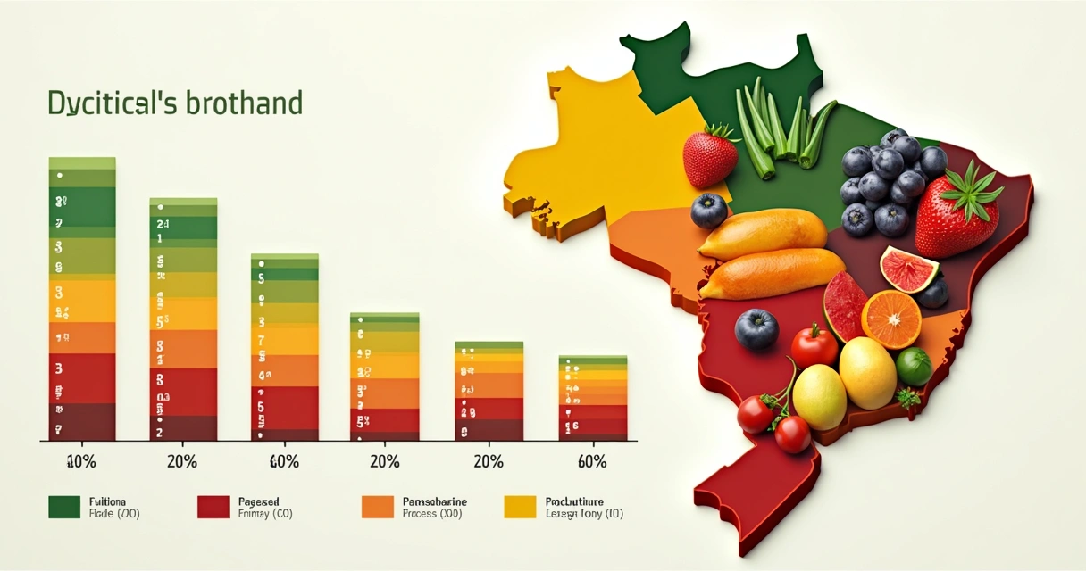 Gráfico colorido mostrando padrões alimentares em grupos populacionais no Brasil
